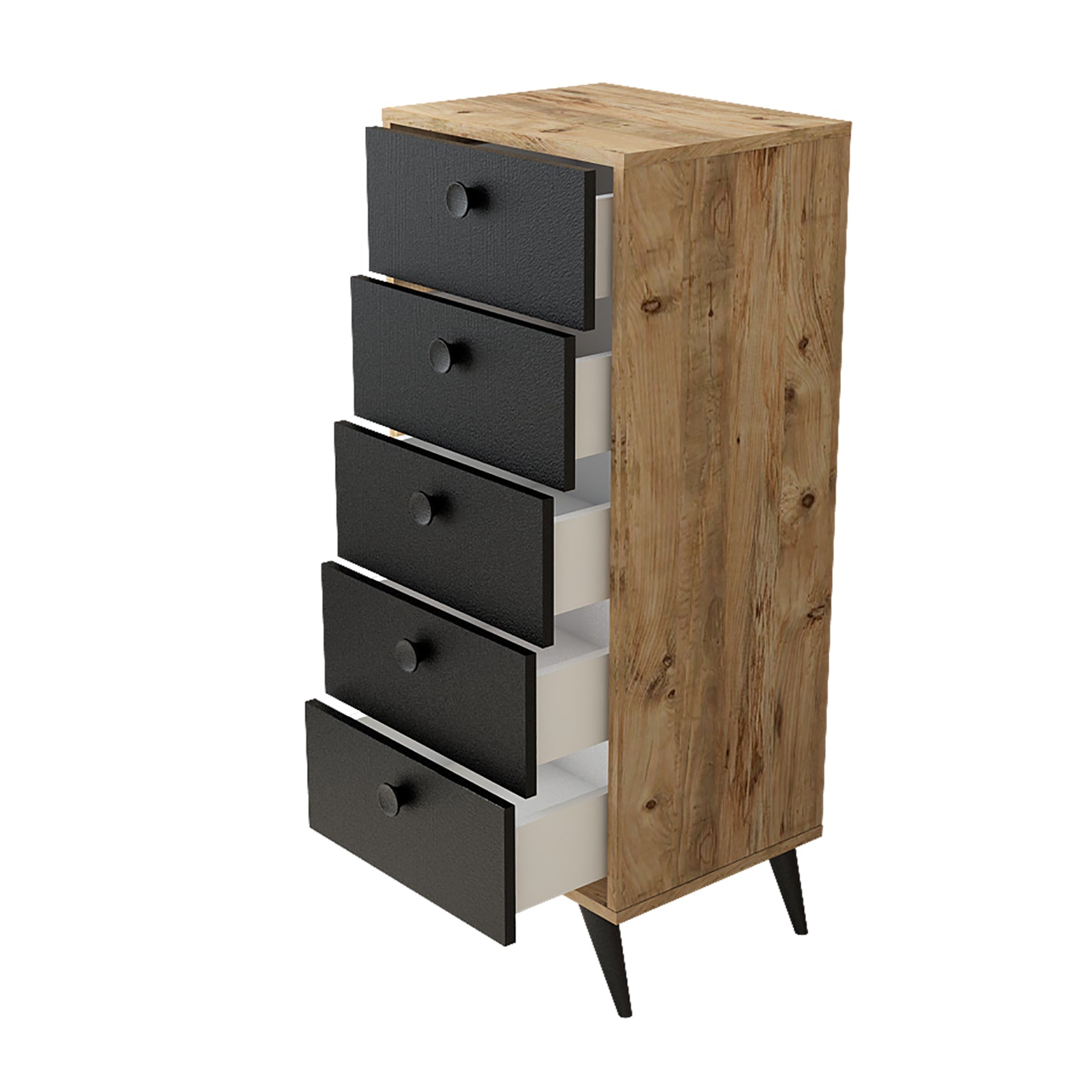 Daisy-tall VL70 - אורן-שחור - שידת מגירות