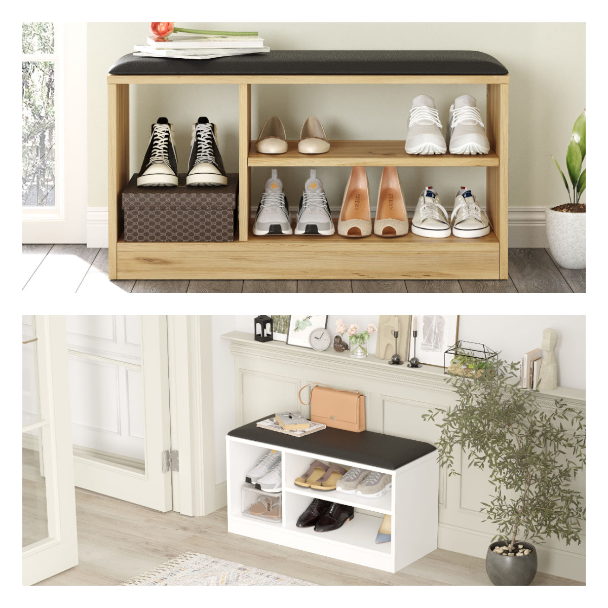 Rinda MR1 - לבן שחור– שידת נעליים