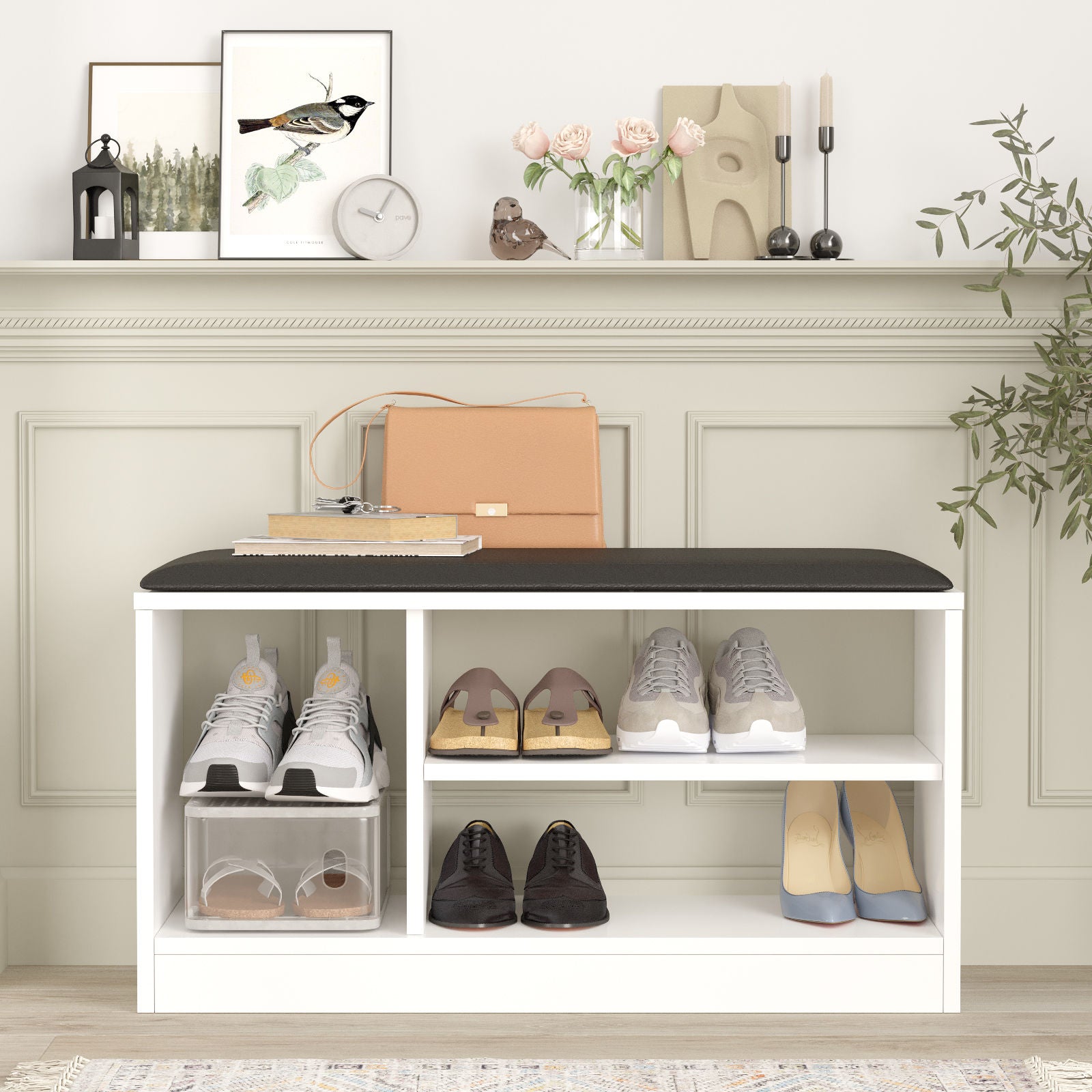 Rinda MR1 - לבן שחור– שידת נעליים