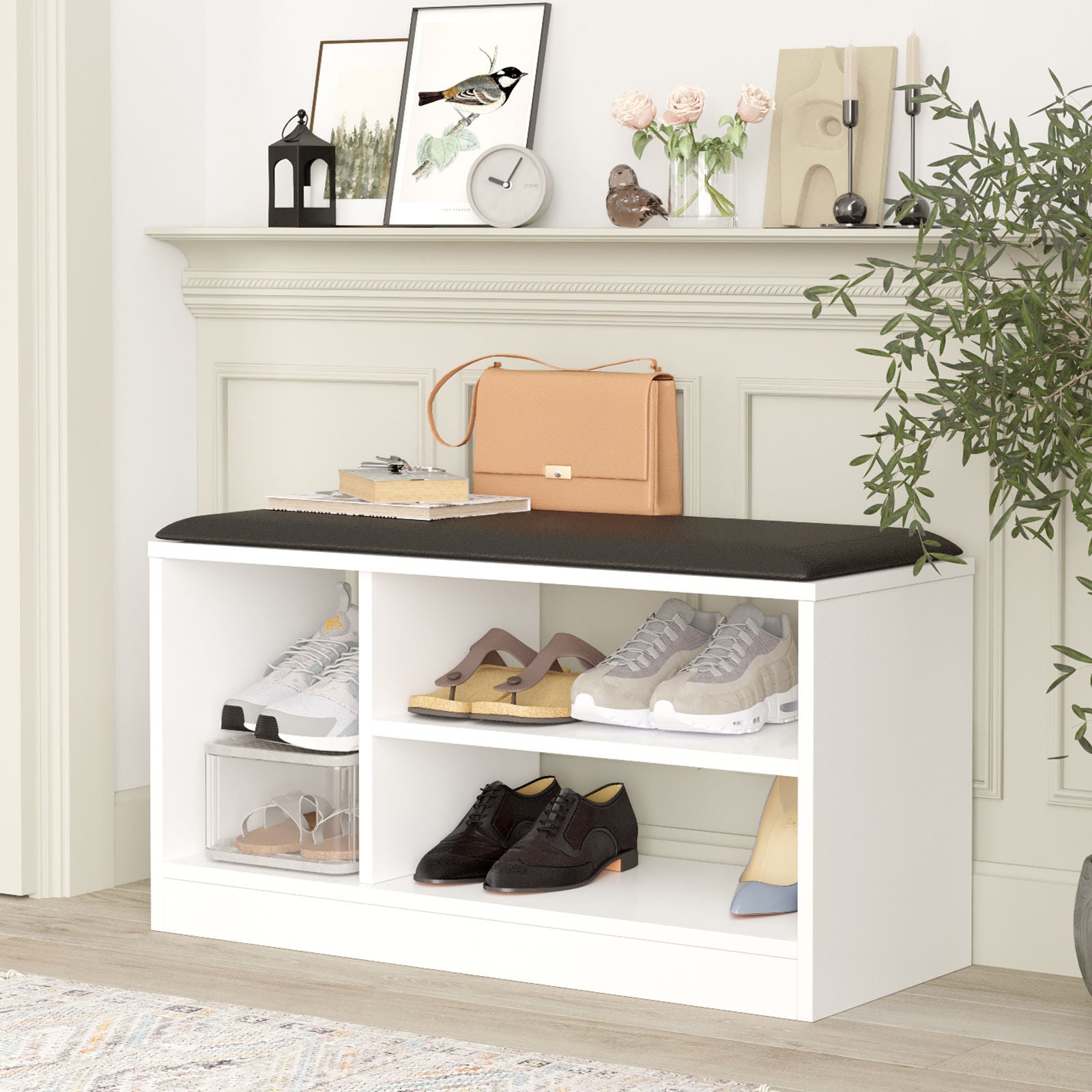 Rinda MR1 - לבן שחור– שידת נעליים