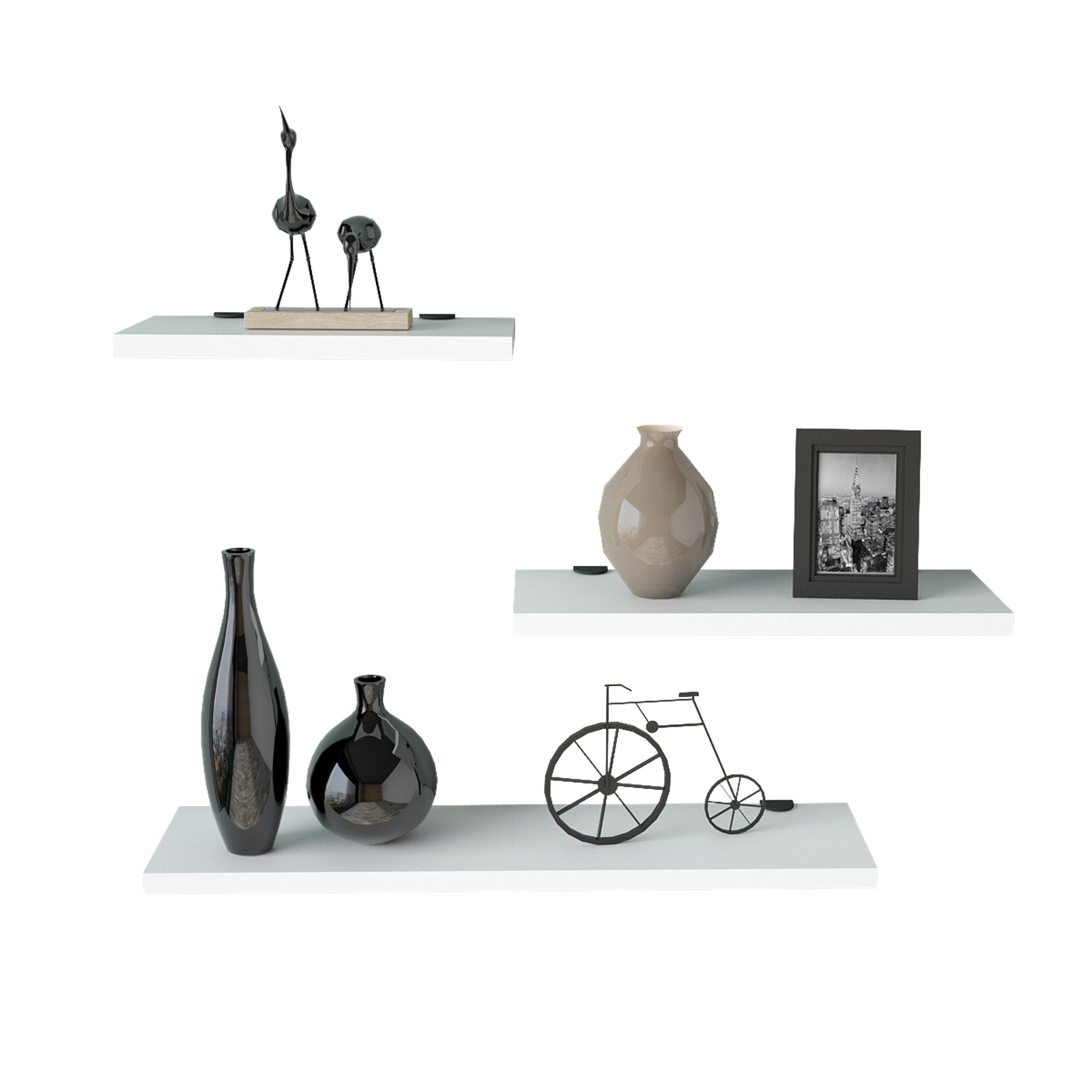 Lines  - לבן – שלישיית מדפים צפים