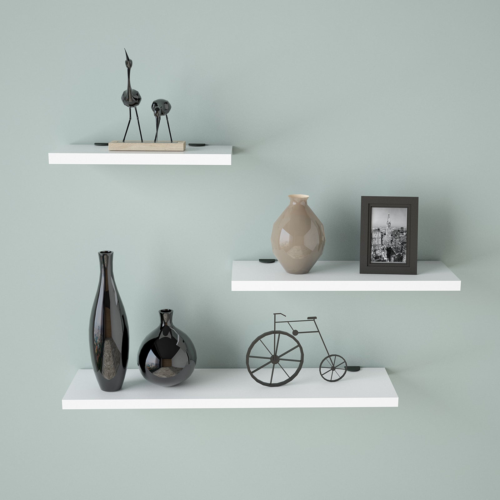 Lines  - לבן – שלישיית מדפים צפים