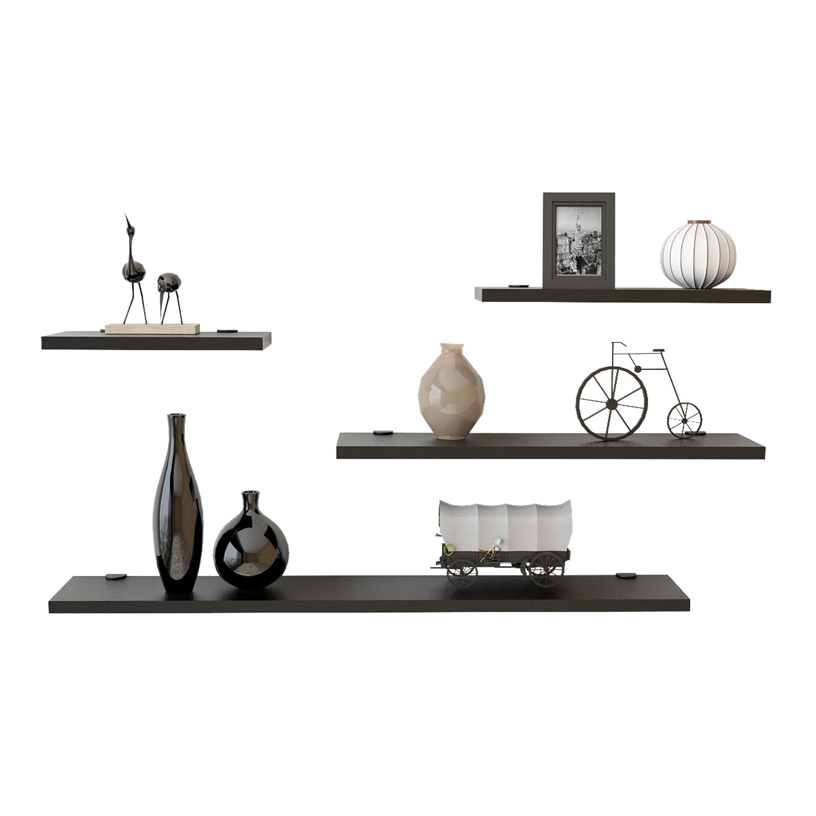 Cords - שחור – רביעיית מדפים צפים