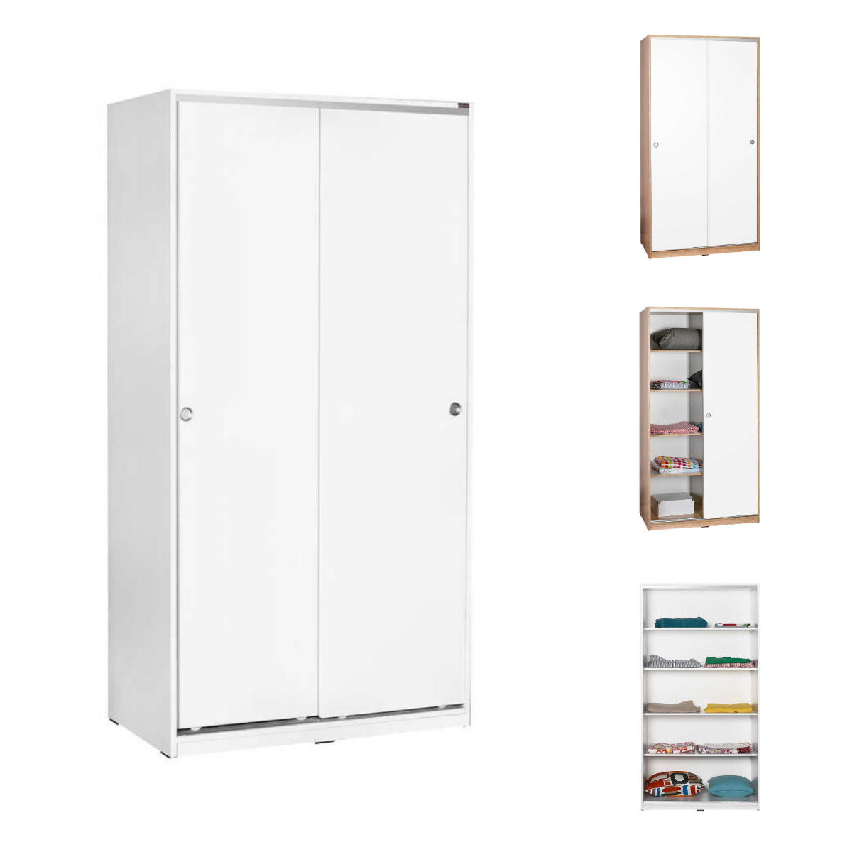 בלום WD431 – ארון מדפים לבן משולב סונומה