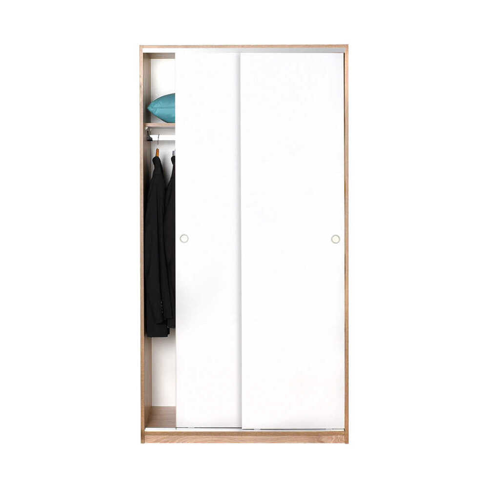 גלייד WD436 - לבן-חום-סונומה - ארון תליה ומדפים עם דלתות הזזה -