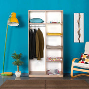 גלייד WD436 - לבן-חום-סונומה - ארון תליה ומדפים עם דלתות הזזה -