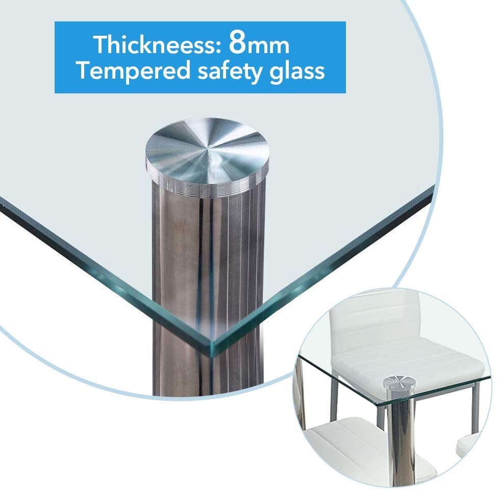 סרג'י שקוף - פינת אוכל שולחן שקוף עם 4 כיסאות לבן-אפור