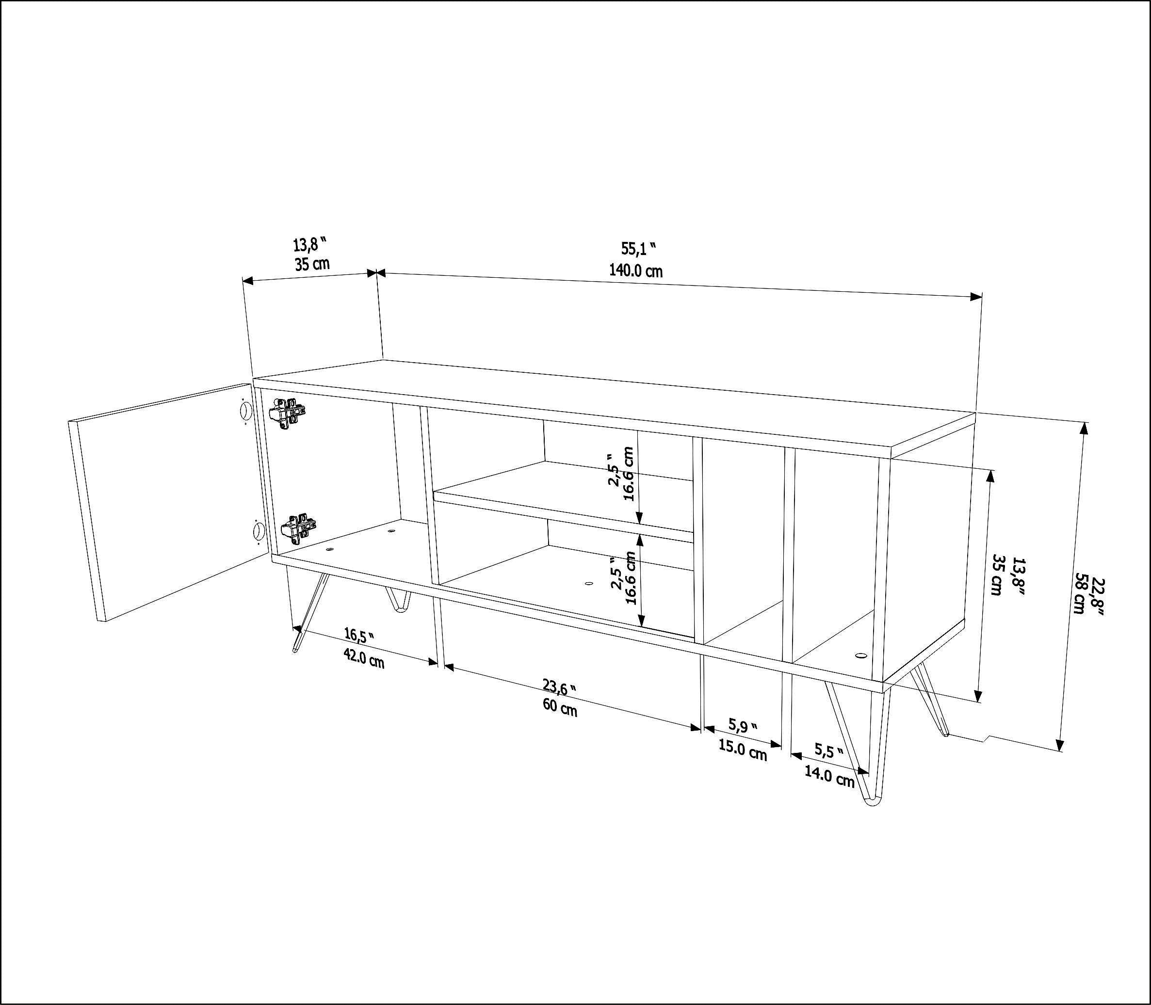 מזנון טלוויזיה מעוצב - MISTICO 140 - אגוז - שחור