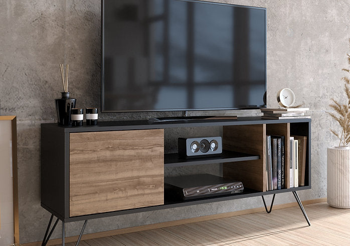 מזנון טלוויזיה מעוצב - MISTICO 140 - אגוז - שחור