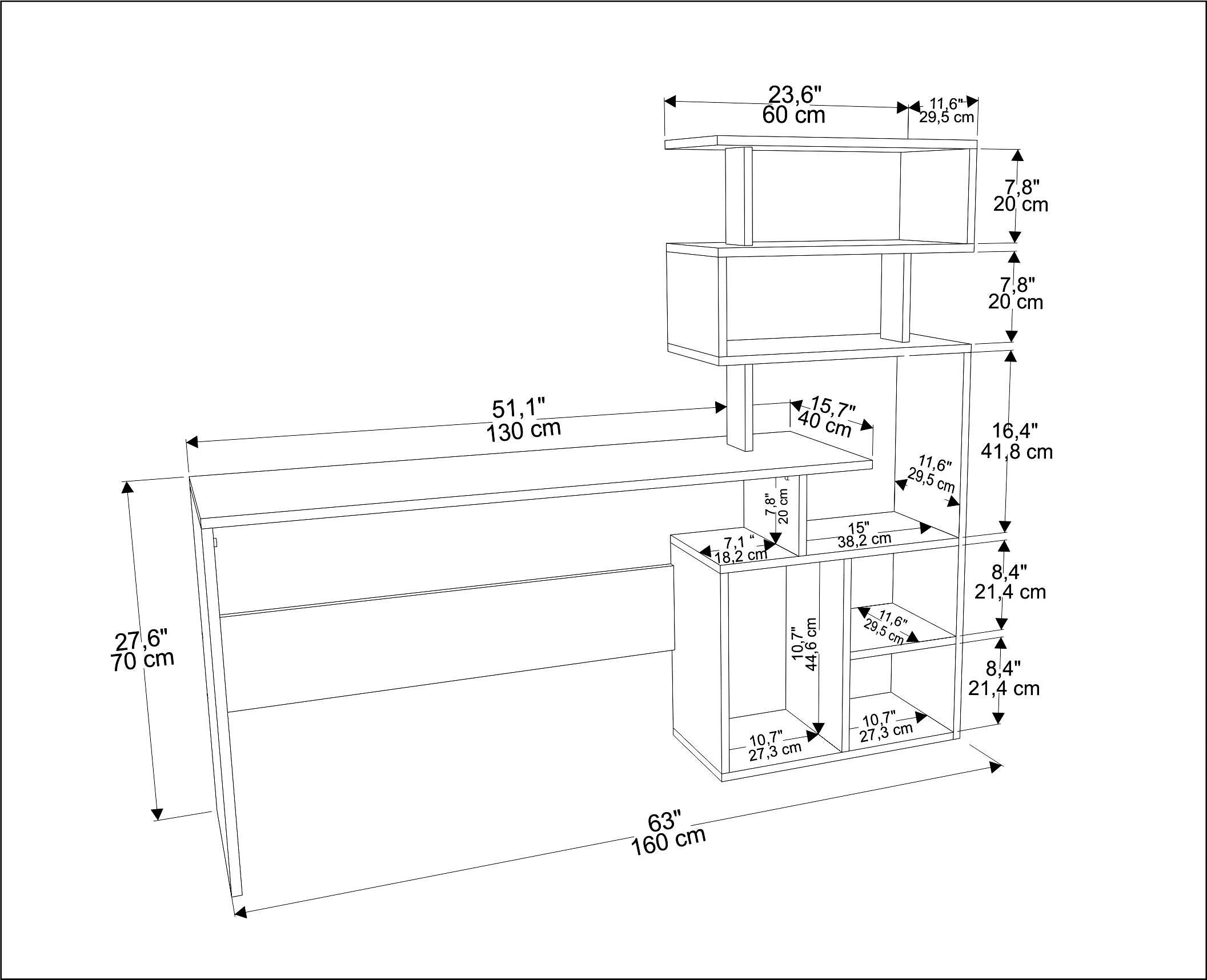 שולחן עבודה עם ספריה - NEXT