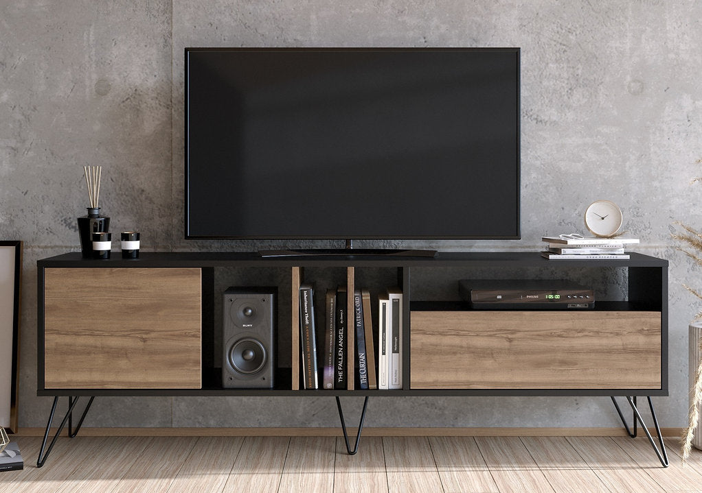 מזנון טלוויזיה מעוצב - MISTICO 180 - אגוז - שחור