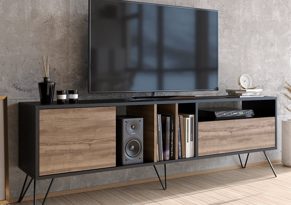 מזנון טלוויזיה מעוצב - MISTICO 180 - אגוז - שחור