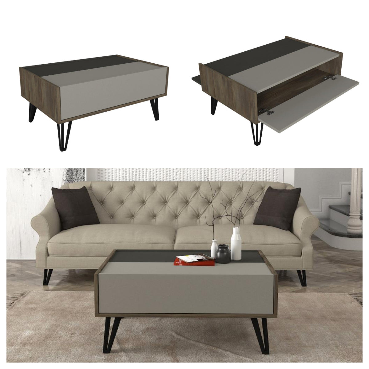 בורגס DE8130 – שולחן סלון בסגנון כפרי