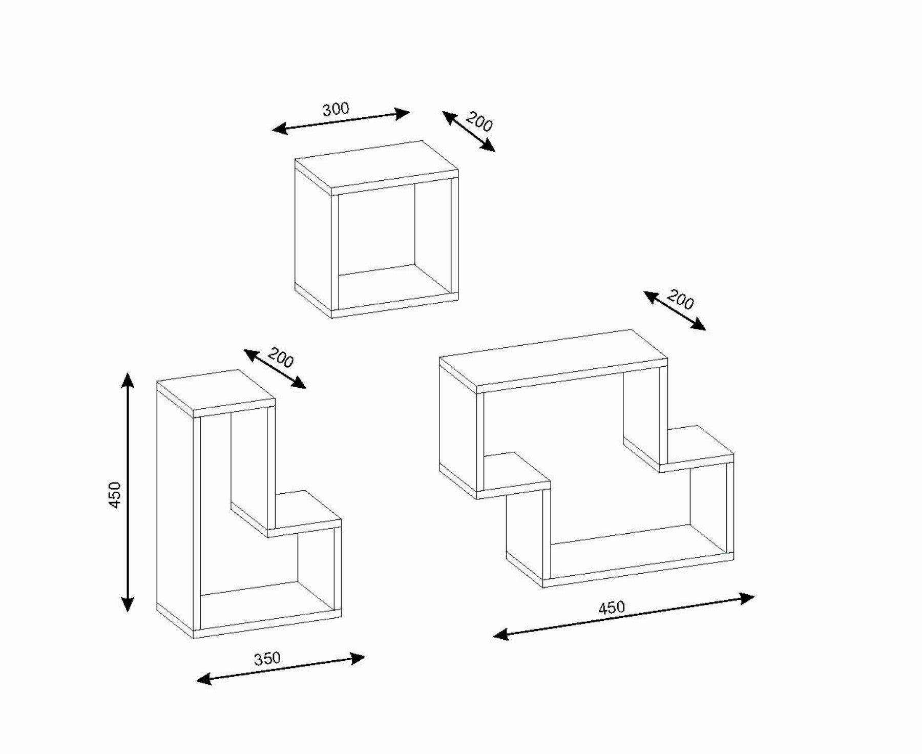 טטריס  DE3494– שלישיית מדפים מעוצבים