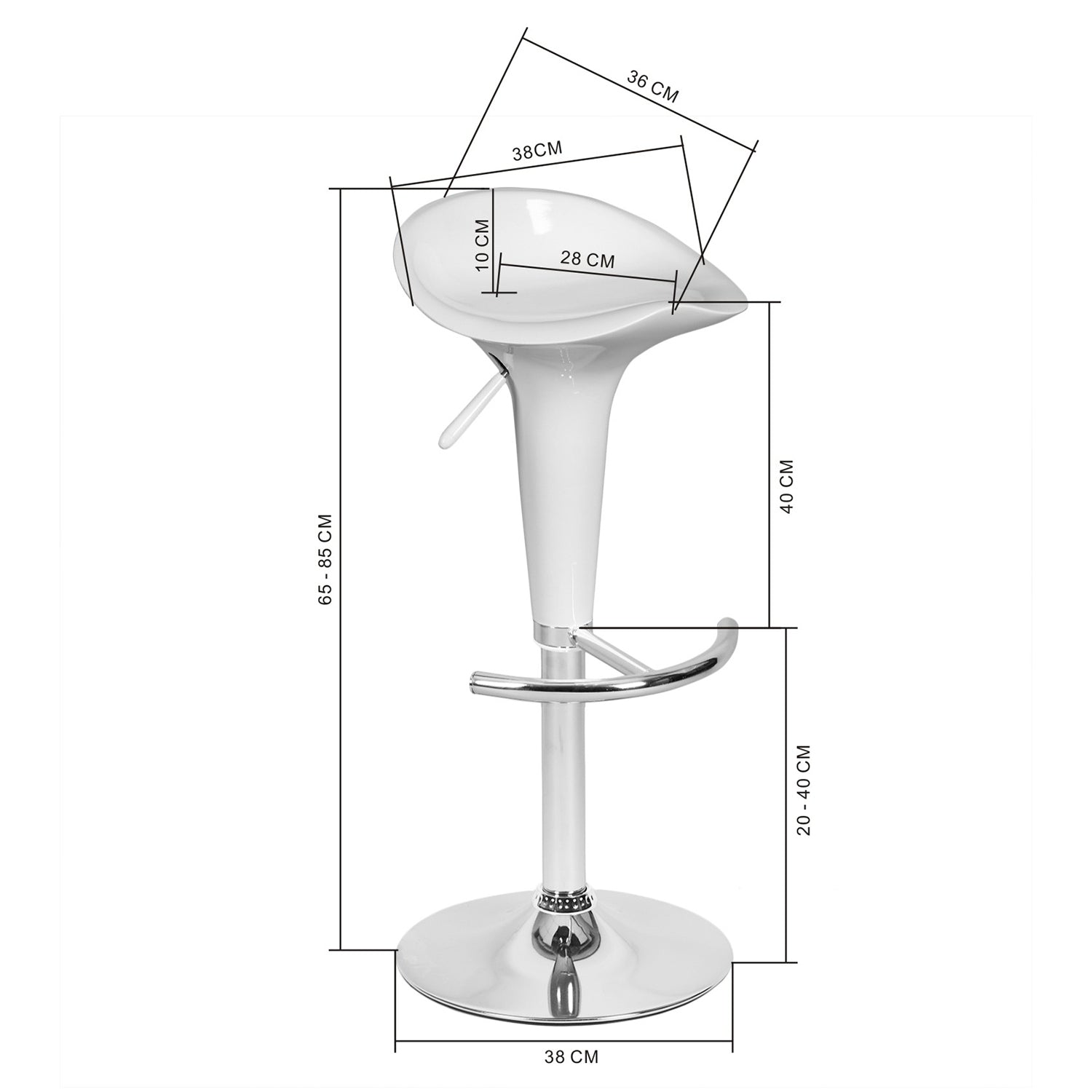 ELIJAH לבן - כיסא בר