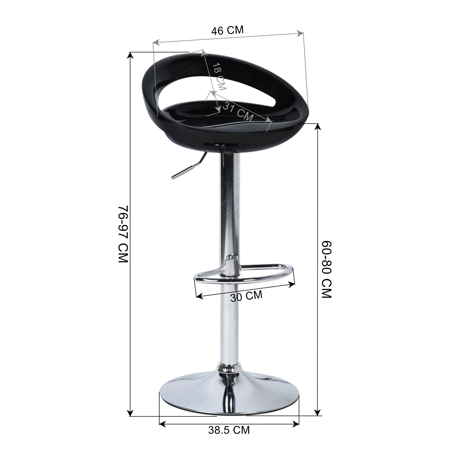 ELLEN שחור - כיסא בר