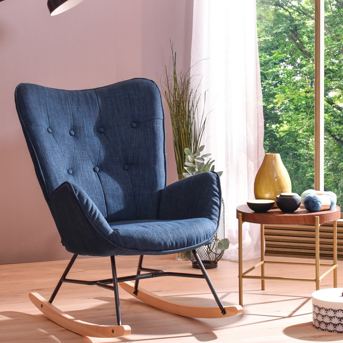 אפפינג בד כחול כהה – כורסת נדנדה