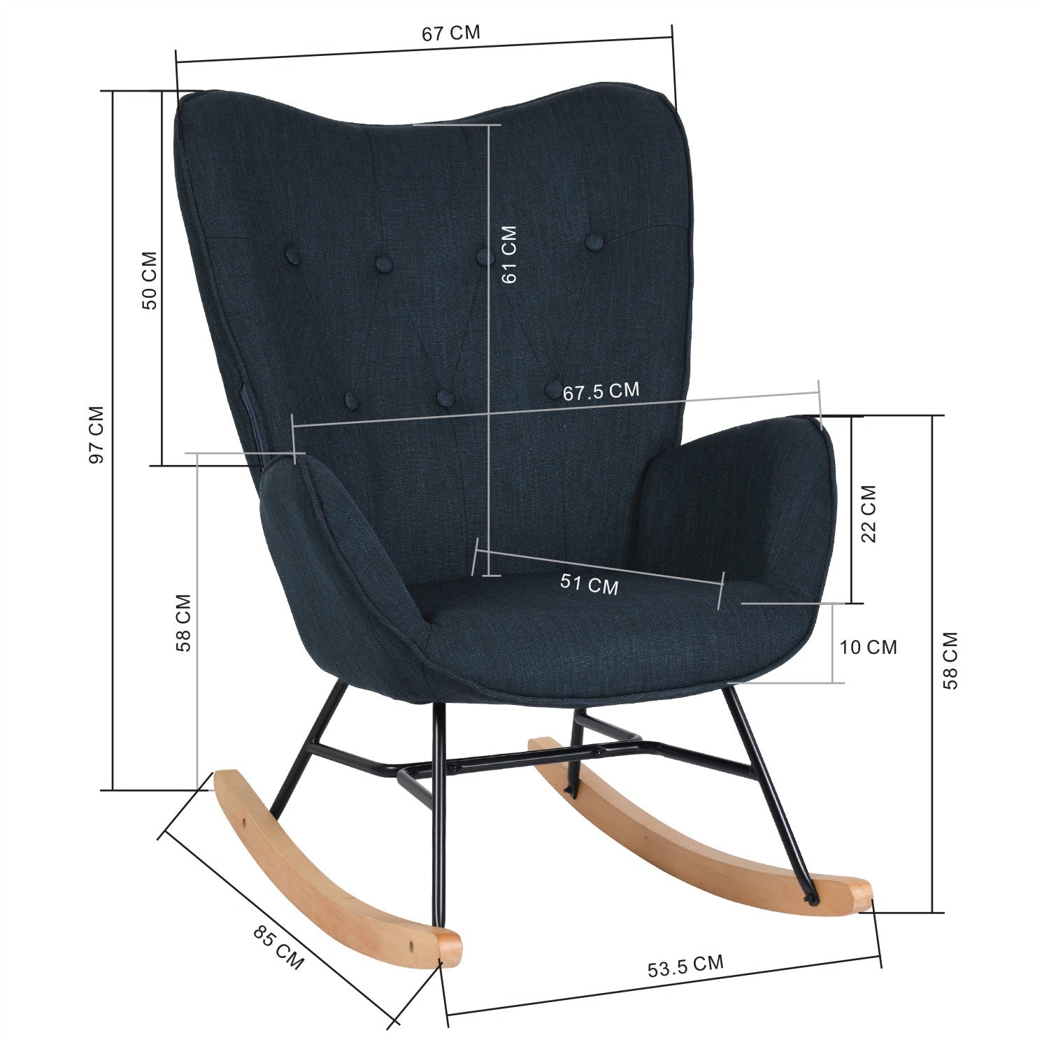 אפפינג בד כחול כהה – כורסת נדנדה