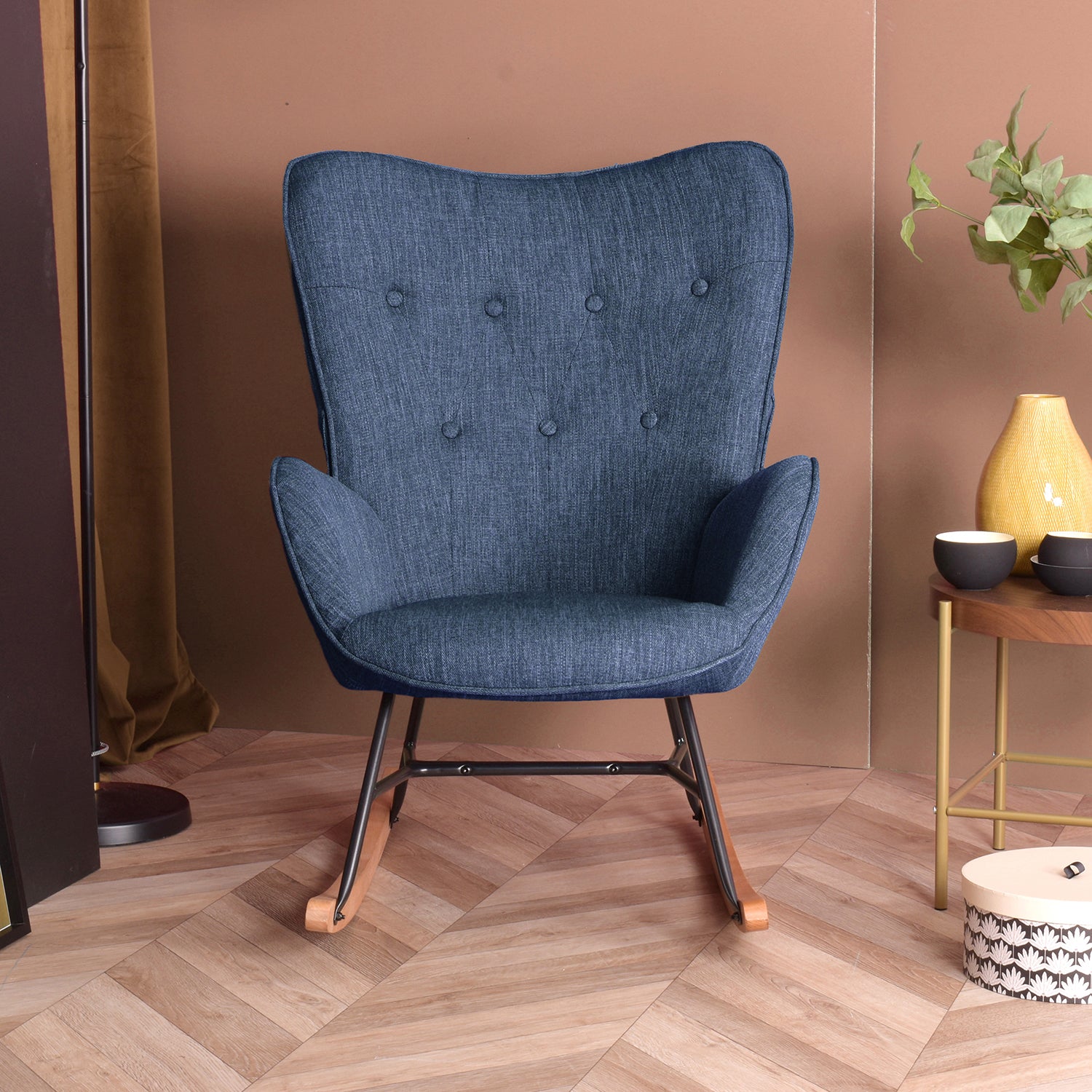 אפפינג בד כחול כהה – כורסת נדנדה