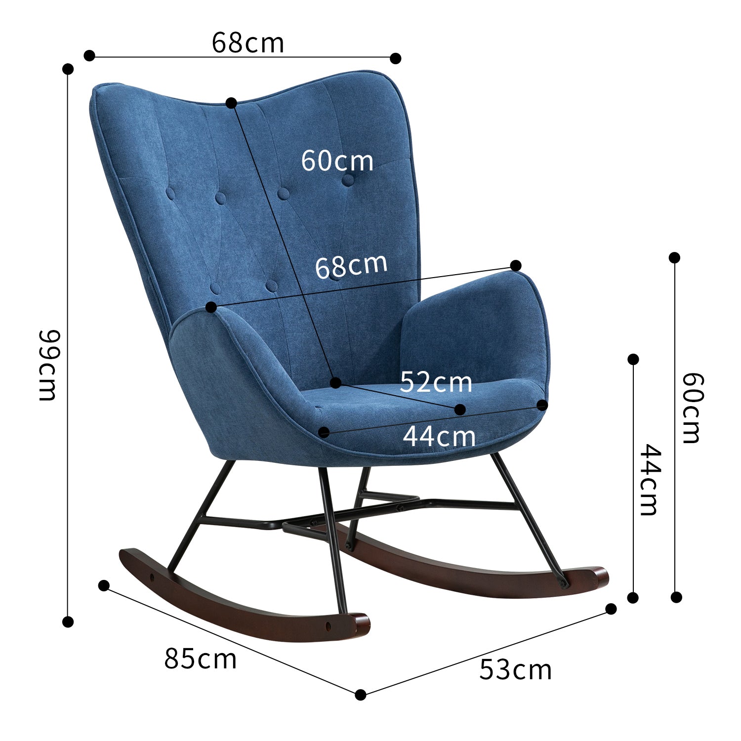 אפפינג KD בד כחול – כורסת נדנדה