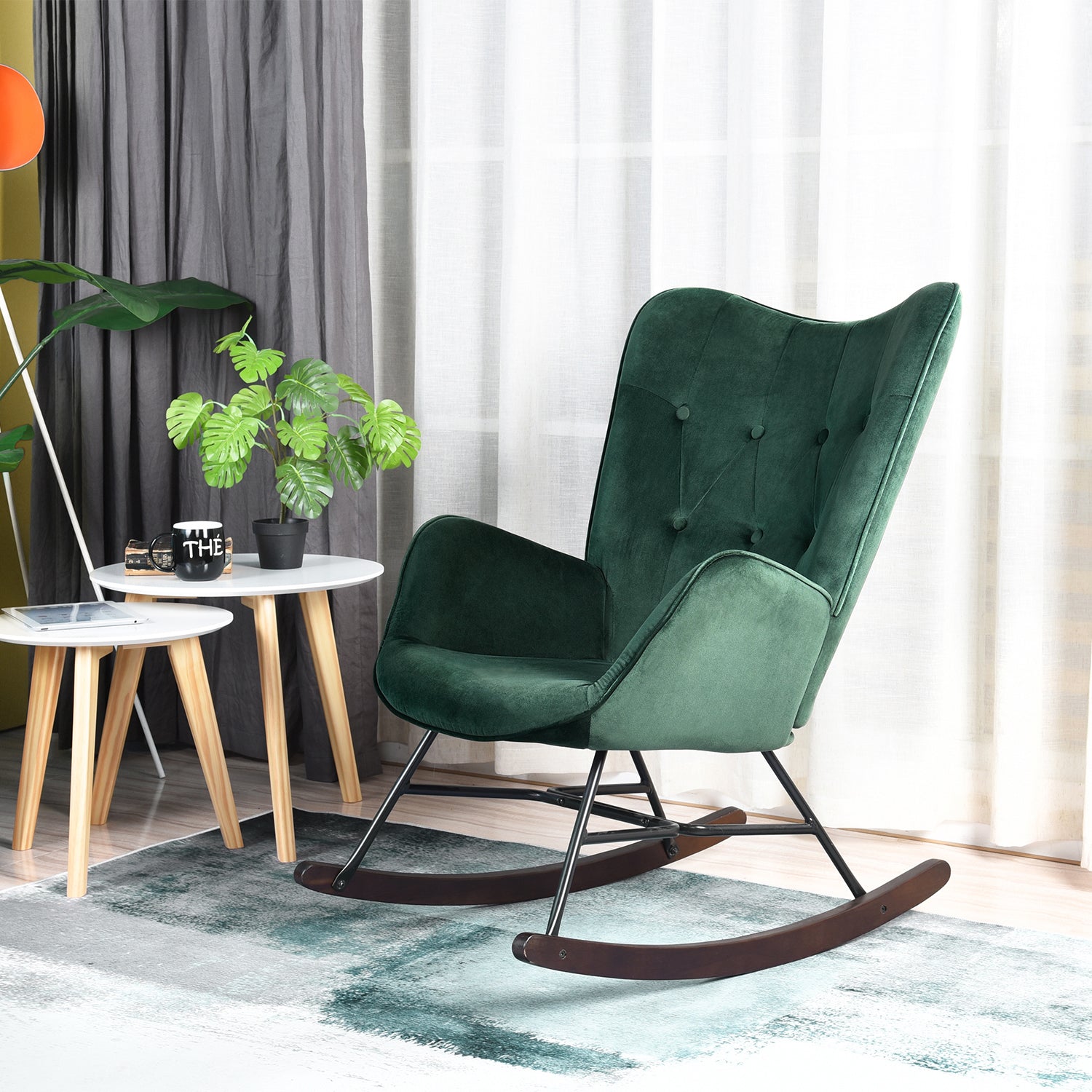 אפפינג KD קטיפה ירוק – כורסת נדנדה