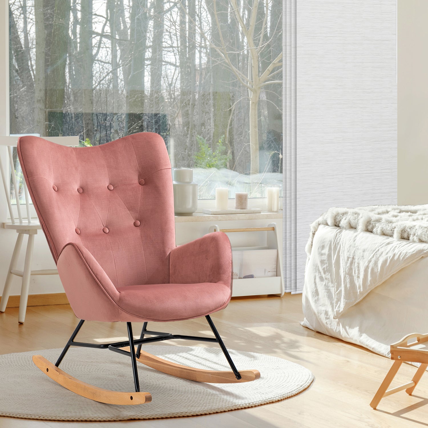 אפפינג קטיפה ורוד – כורסת נדנדה