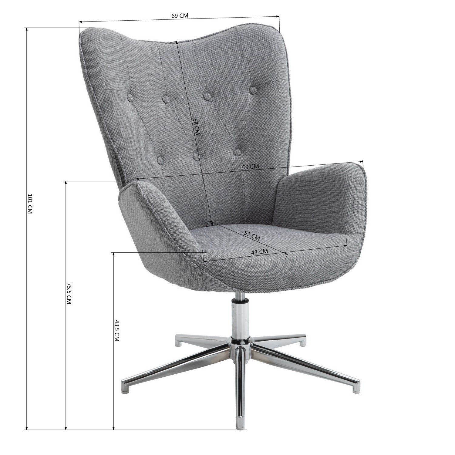 FUCHS אפור – כורסה מעוצבת