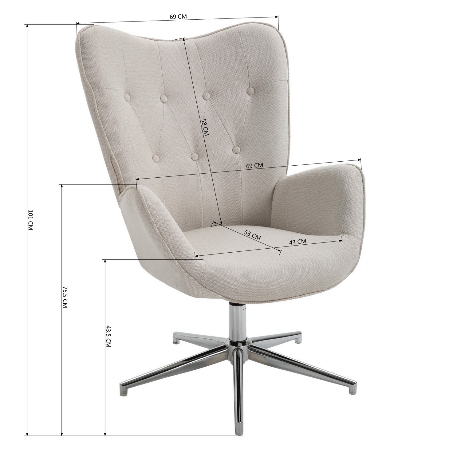 FUCHS שמנת – כורסה מעוצבת