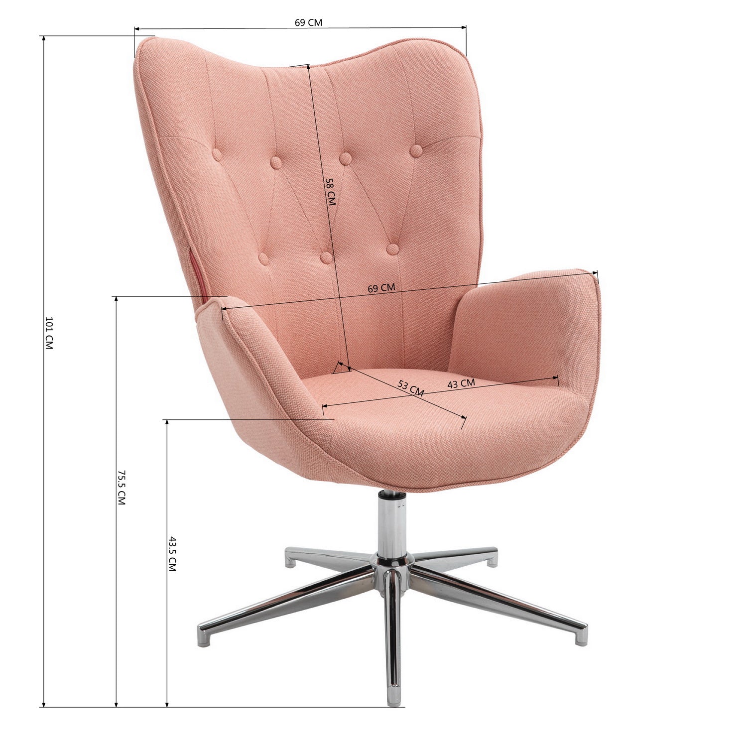 FUCHS ורוד בהיר – כורסה מעוצבת