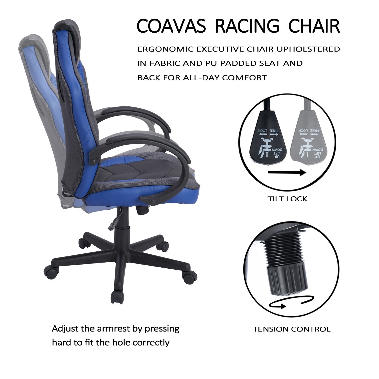 לינטון כחול - כיסא מנהלים