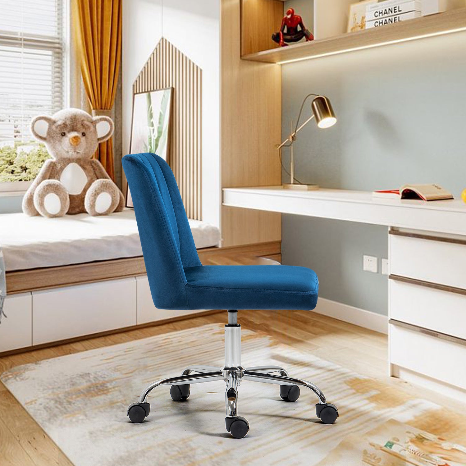 MAKER קטיפה כחול – כיסא משרדי מעוצב