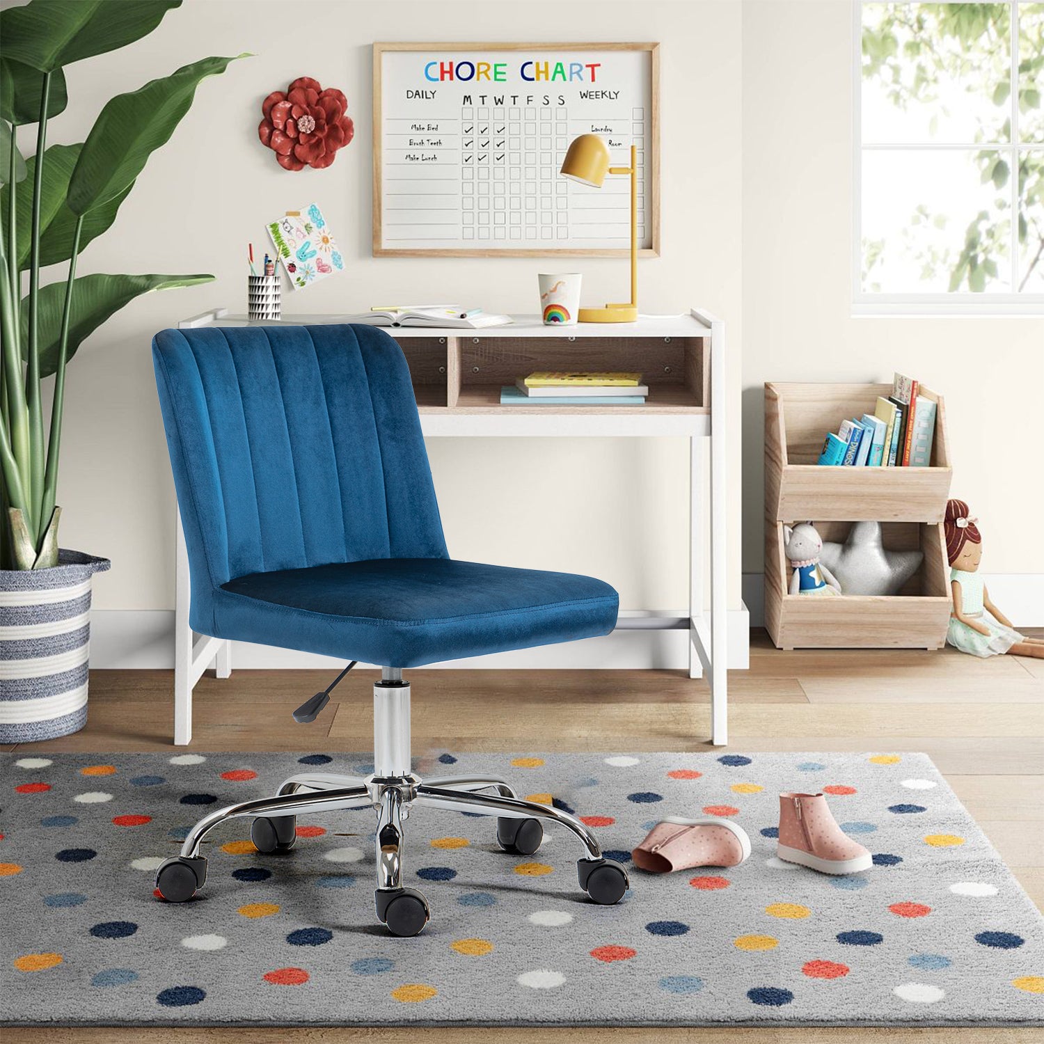 MAKER קטיפה כחול – כיסא משרדי מעוצב