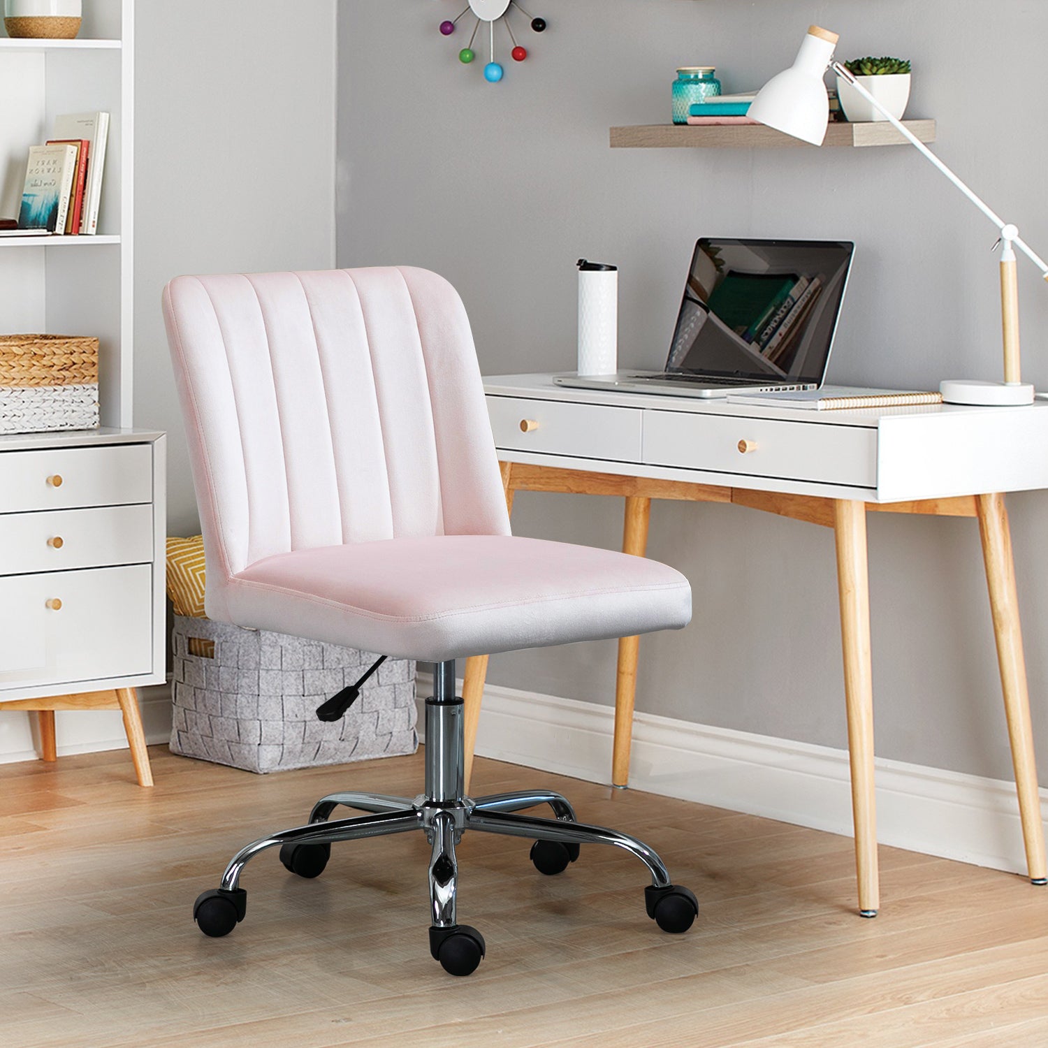 MAKER קטיפה ורוד – כיסא משרדי מעוצב