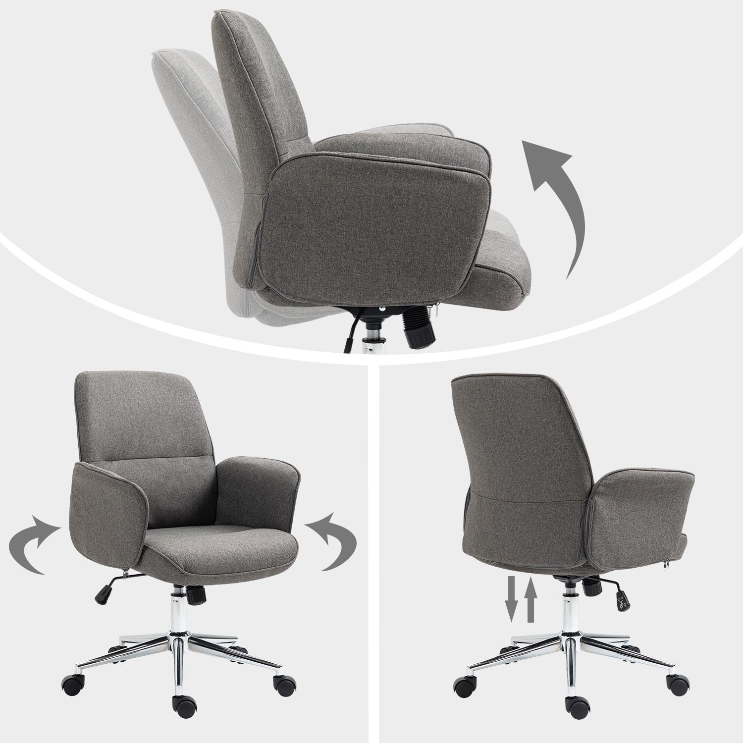 THOMASINA TWEED אפור - כיסא מנהל אקסקלוסיבי