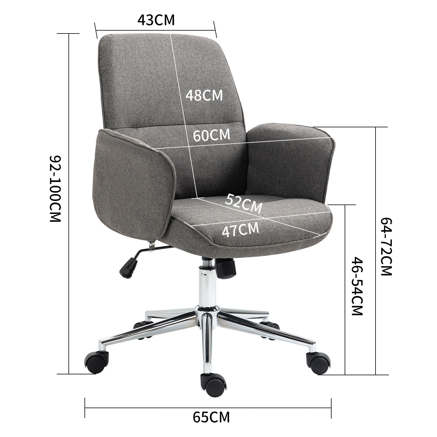 THOMASINA TWEED אפור - כיסא מנהל אקסקלוסיבי