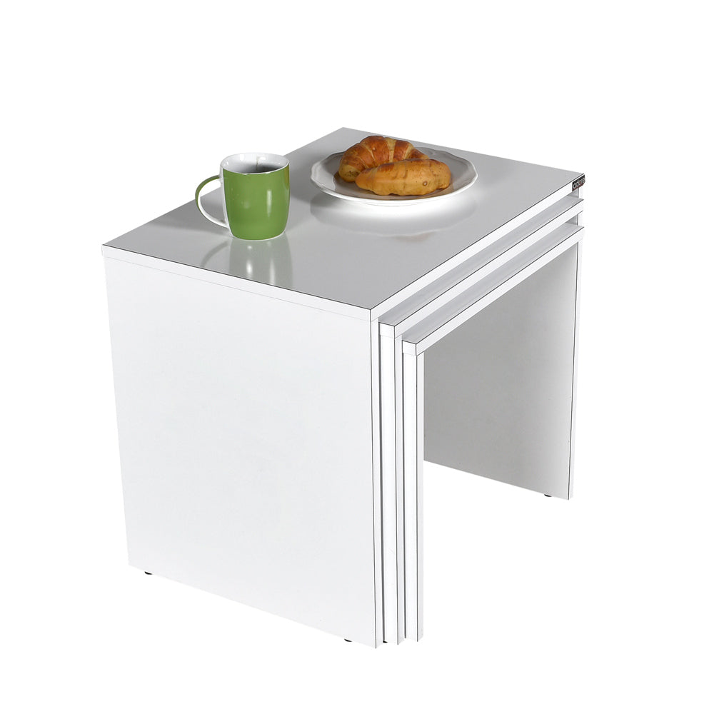 ניק - HP-103 לבן -  שלישיית שולחנות קפה