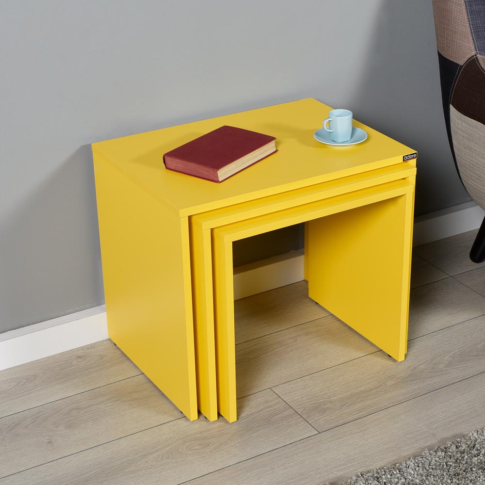 ניק - HP-103 צהוב  -  שלישיית שולחנות קפה