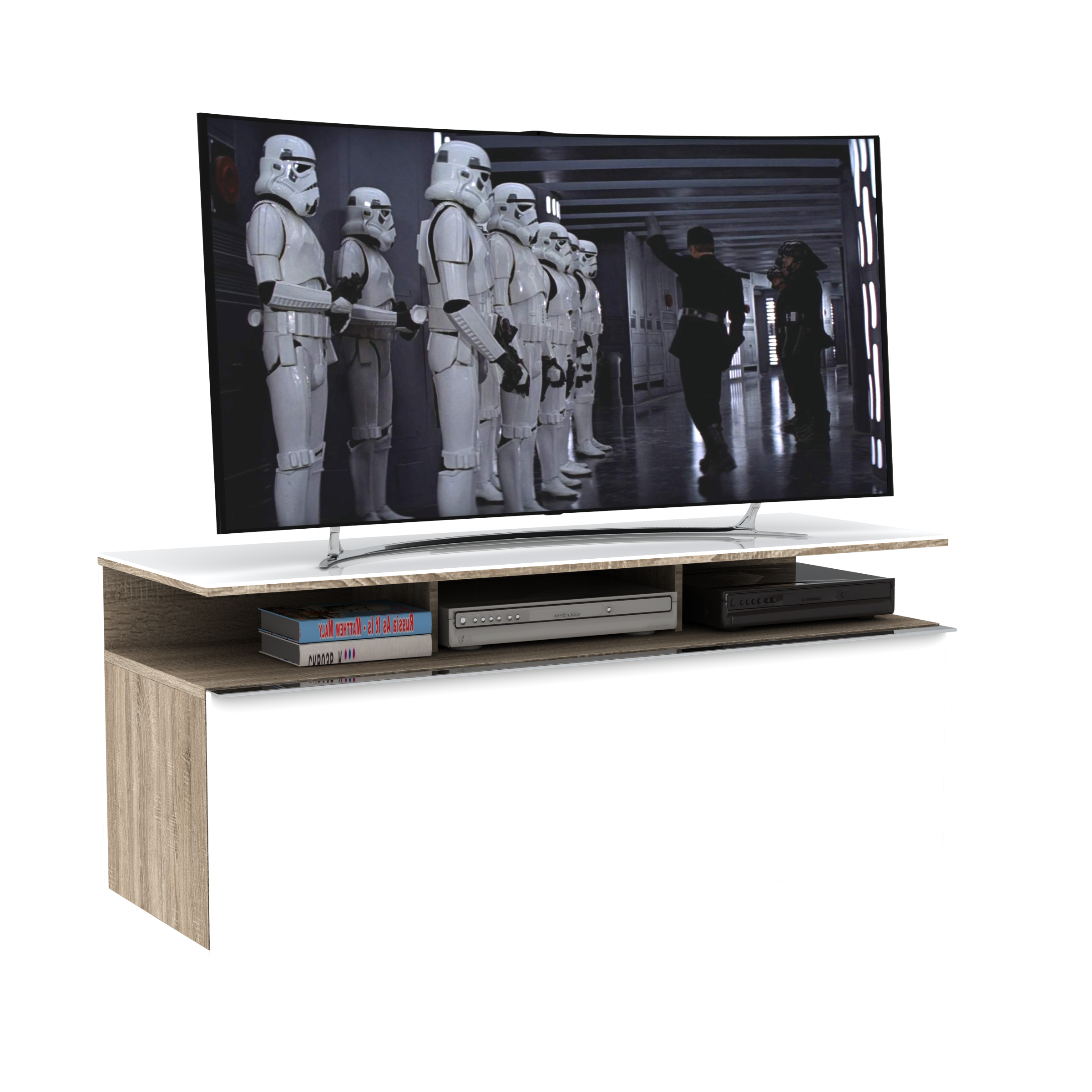 ג'ספר - VC-529 - מזנון טלוויזיה חום משולב לבן