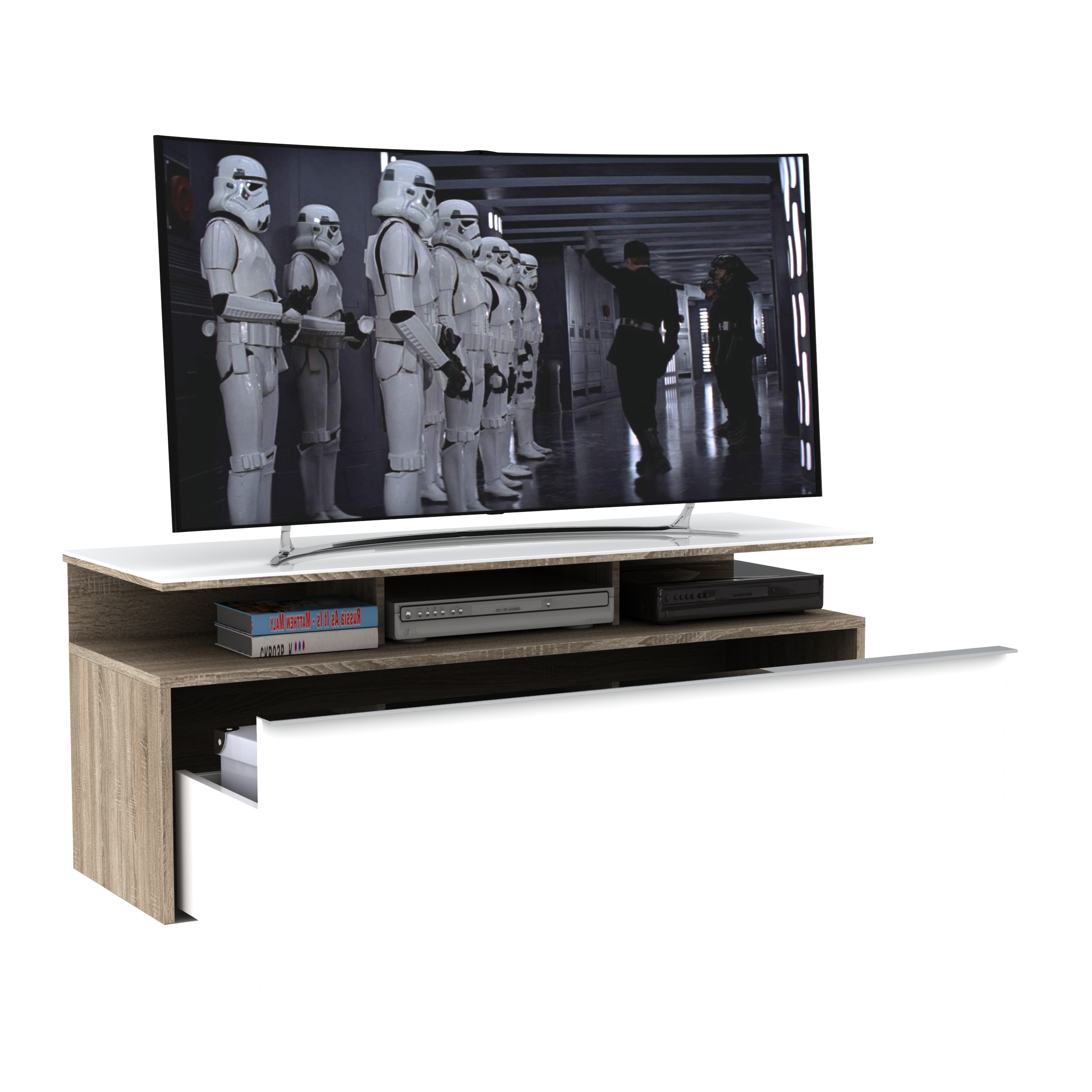 ג'ספר - VC-529 - מזנון טלוויזיה חום משולב לבן