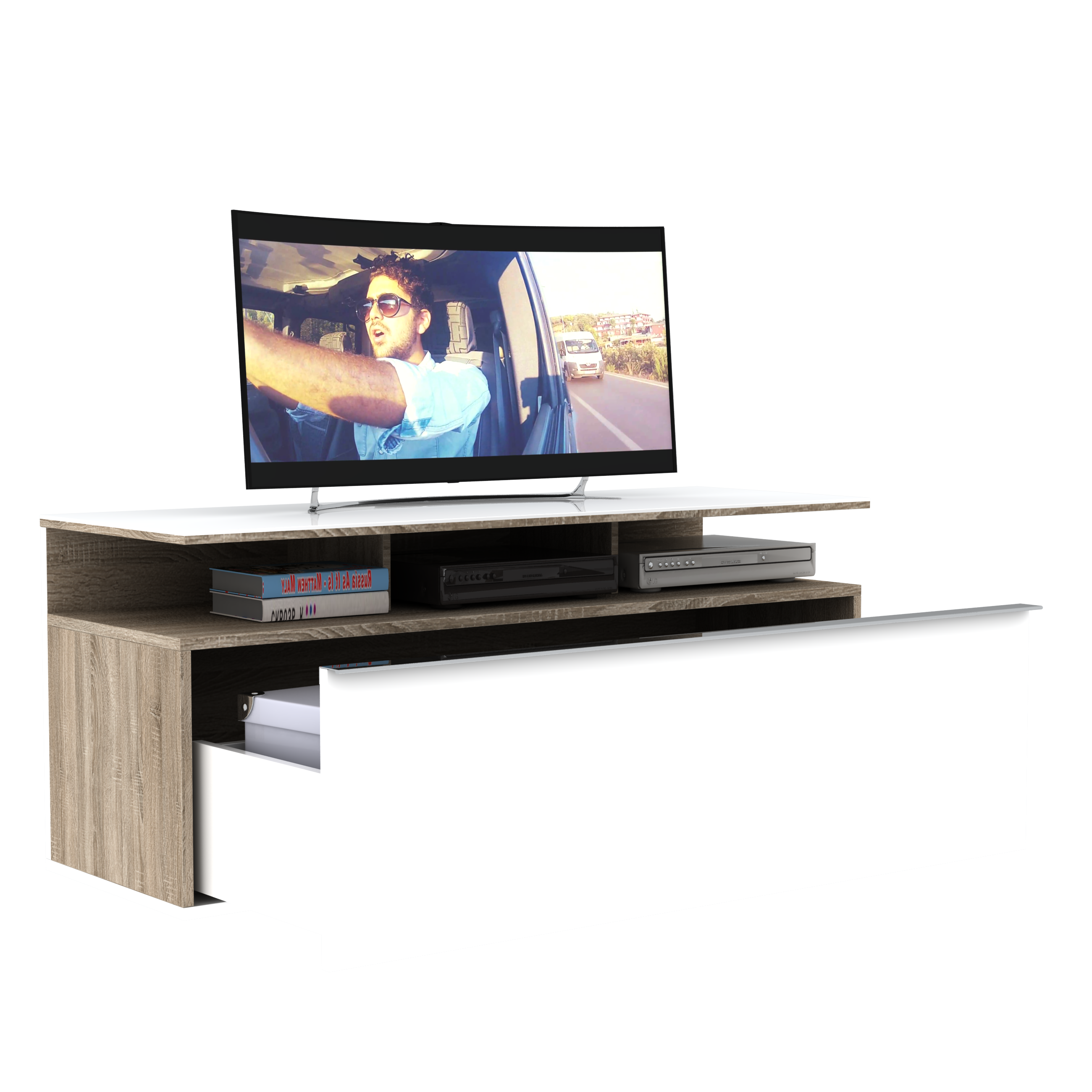 ג'ספר - VC-529 - מזנון טלוויזיה חום משולב לבן