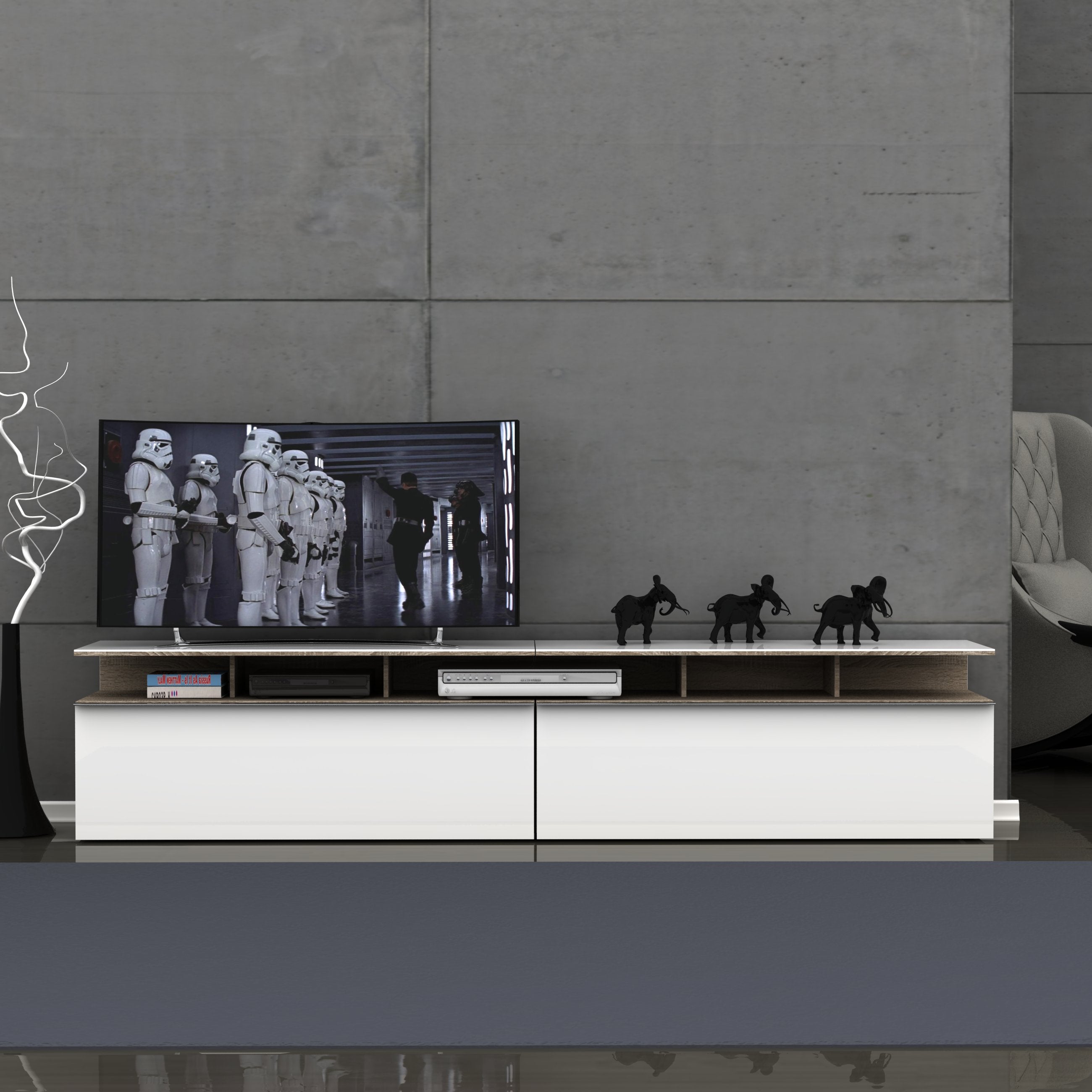 ג'ספר - VC-529 - מזנון טלוויזיה חום משולב לבן