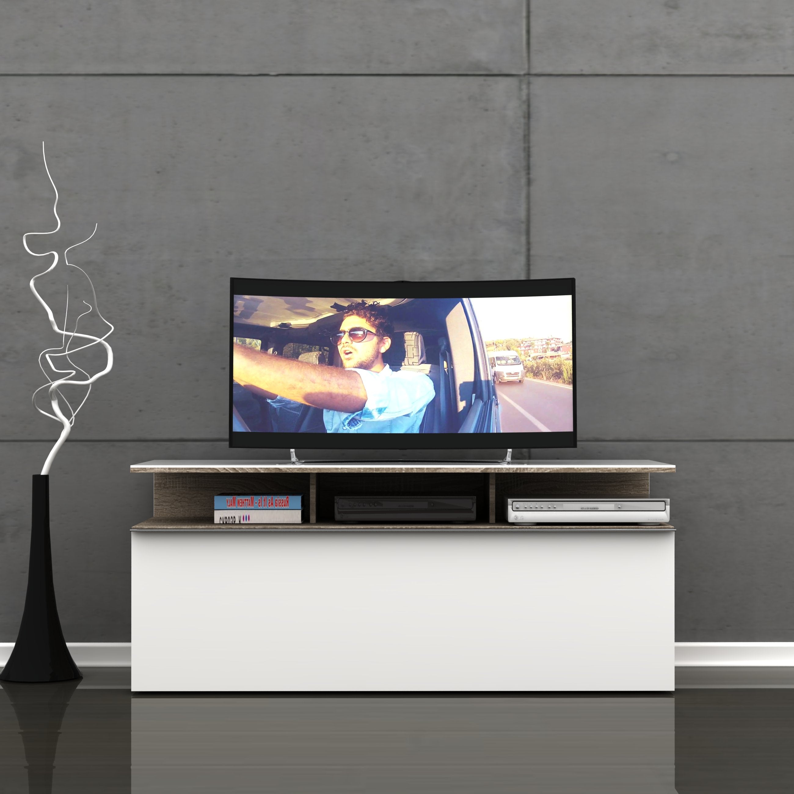 ג'ספר - VC-529 - מזנון טלוויזיה חום משולב לבן