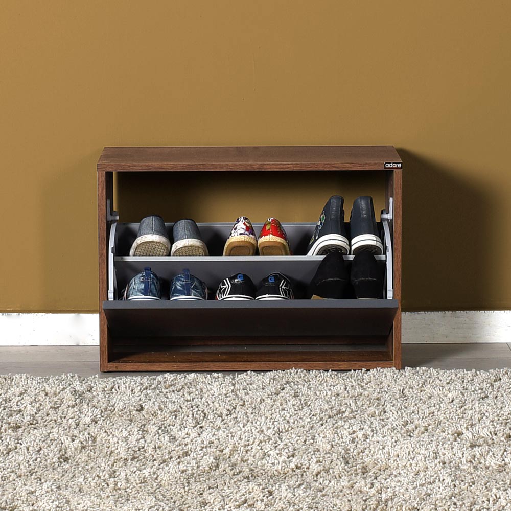 ברי אגוז אוסלו משולב אפור פחם- HC-110 - שידת נעליים