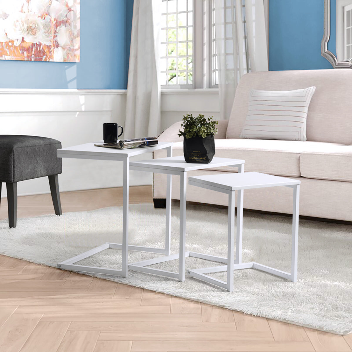 מקסימו לבן- שלישיית שולחנות צד