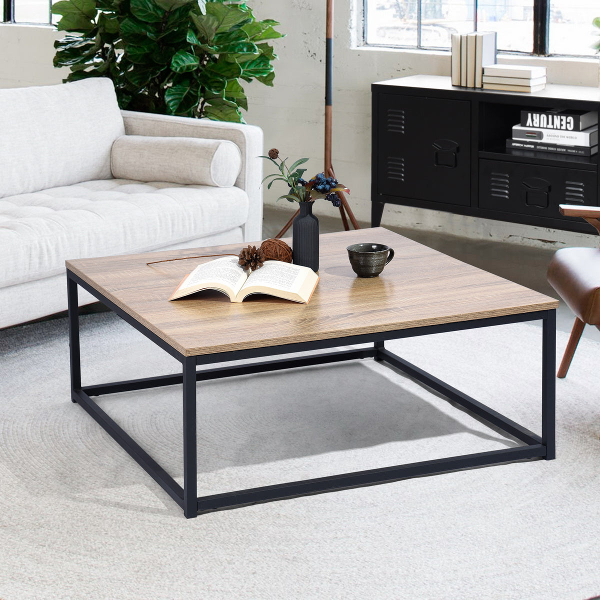 פאקטו ריבועי - חום אלון - שולחן סלון