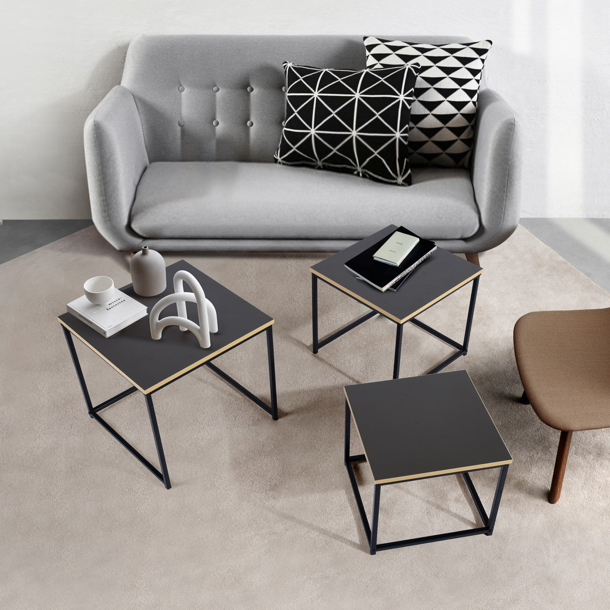 RICKY סט 3 שולחנות קפה-HC-027