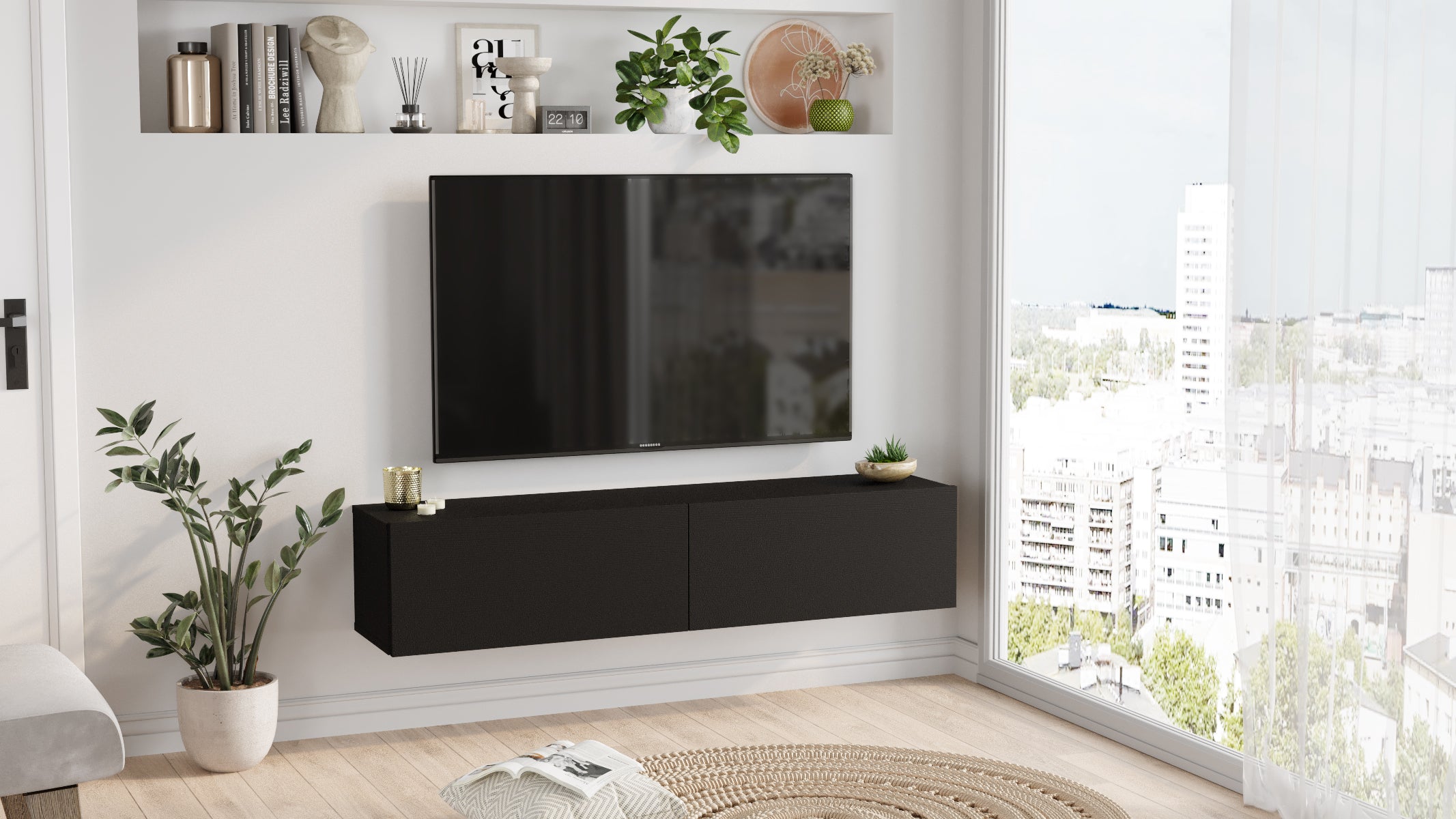 ARISTO FR10-LB -שחור - מזנון טלוויזיה צף