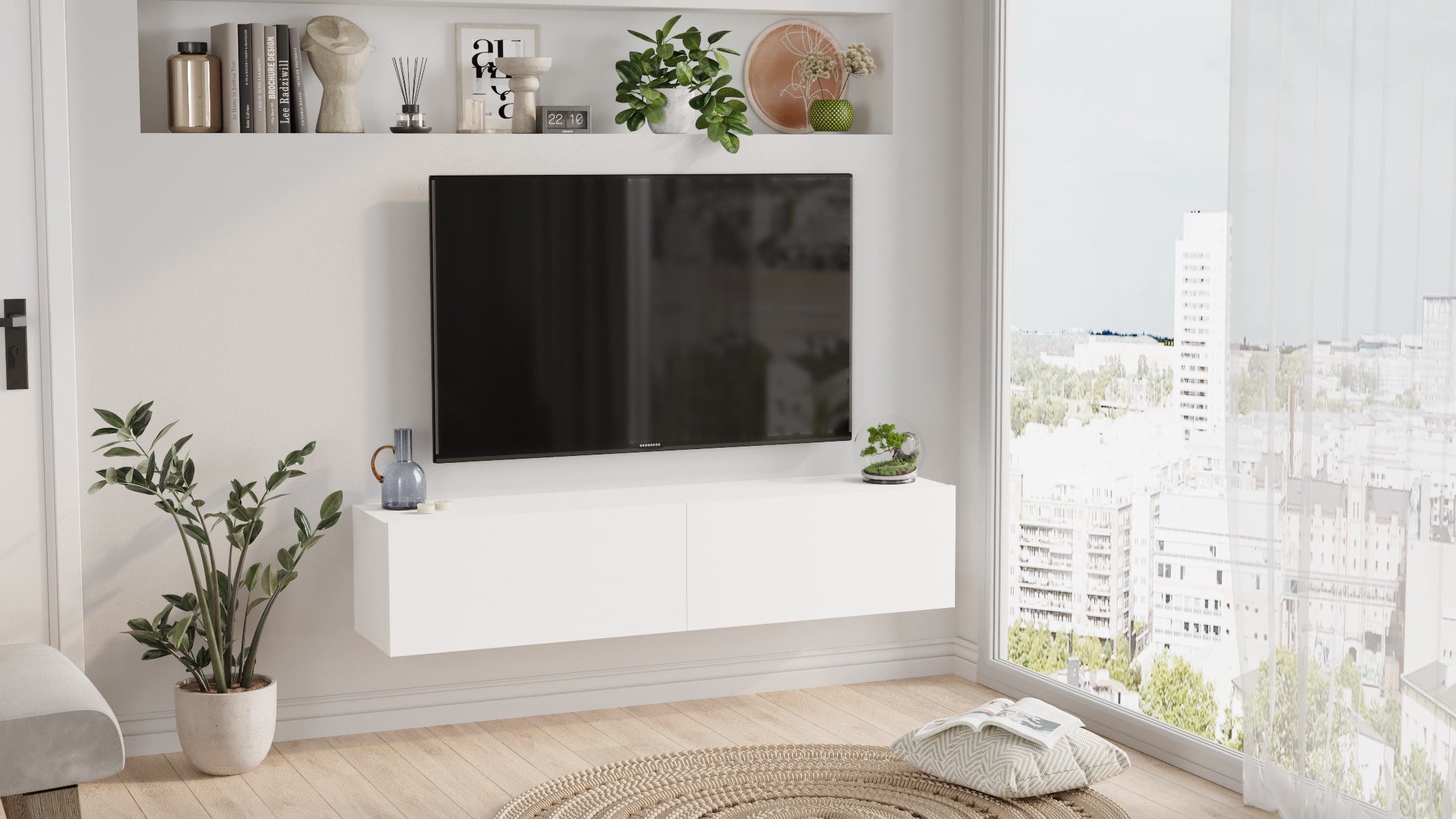 ARISTO FR10-W -לבן - מזנון טלוויזיה צף