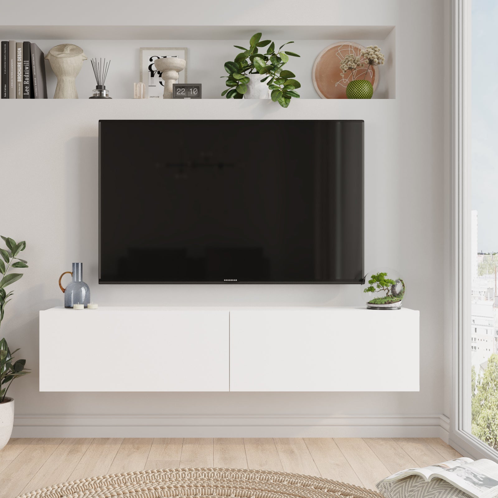 ARISTO FR10-W -לבן - מזנון טלוויזיה צף