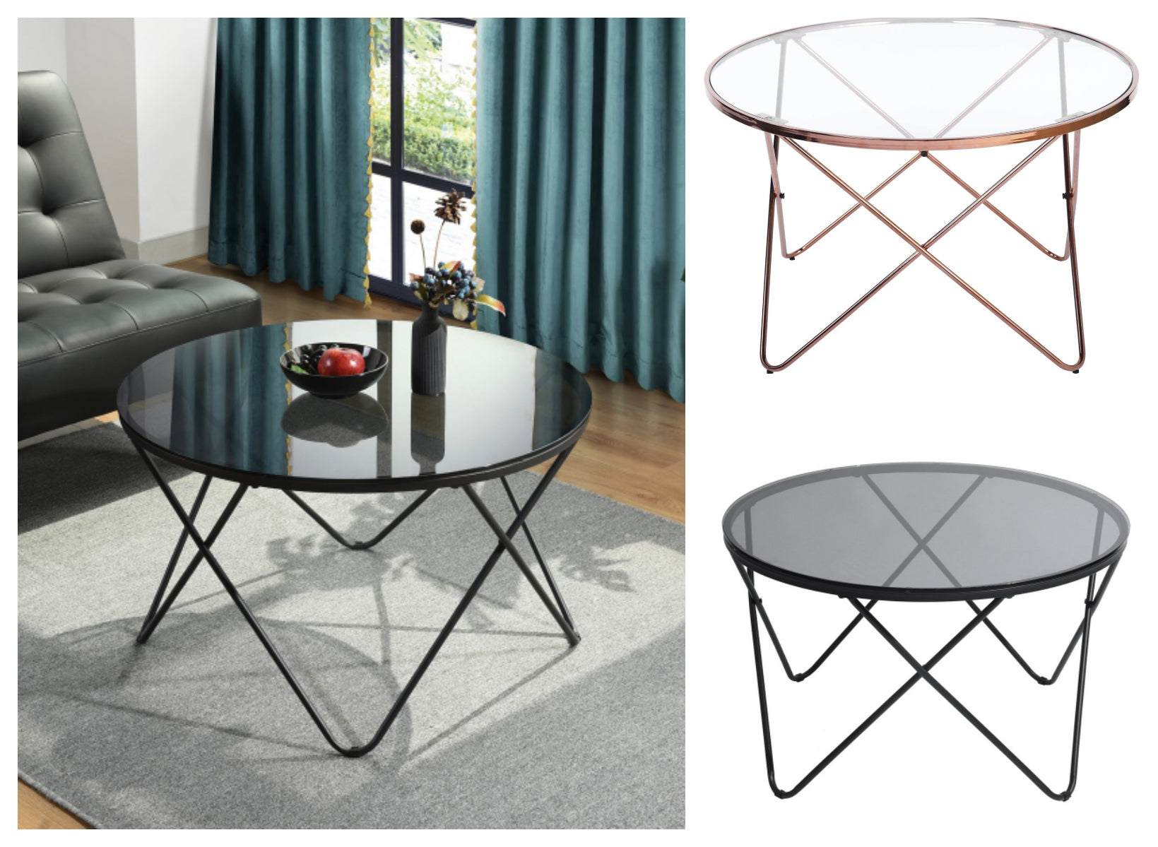 CANALES L- זהב - שולחן קפה עגול-2209